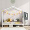 House Shaped Bed Frame with 2 Drawers, 1 Storage Box and 3 hooks for Kids